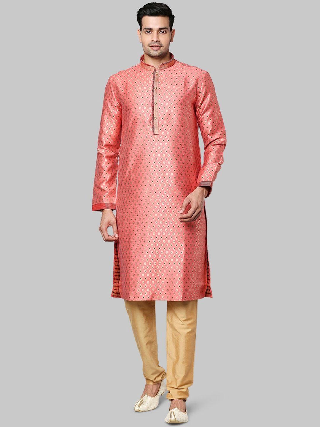 ethnix by raymond   ethnic motifs printed mandarin collar long sleeve straight kurta