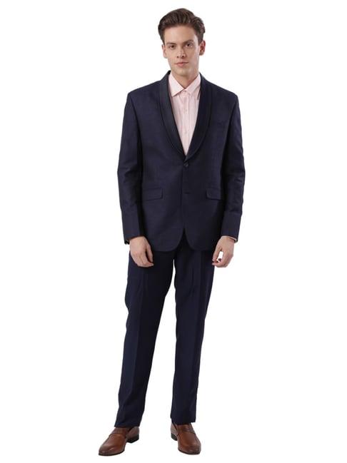 ethnix by raymond blue tailored fit printed two piece suit