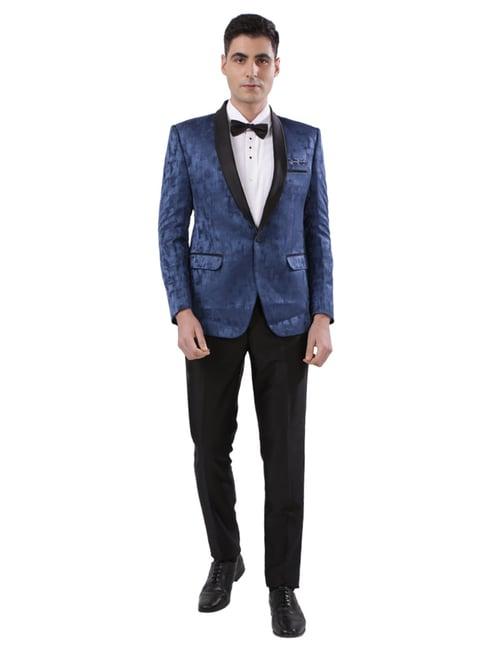 ethnix by raymond blue tailored fit self pattern two piece suit