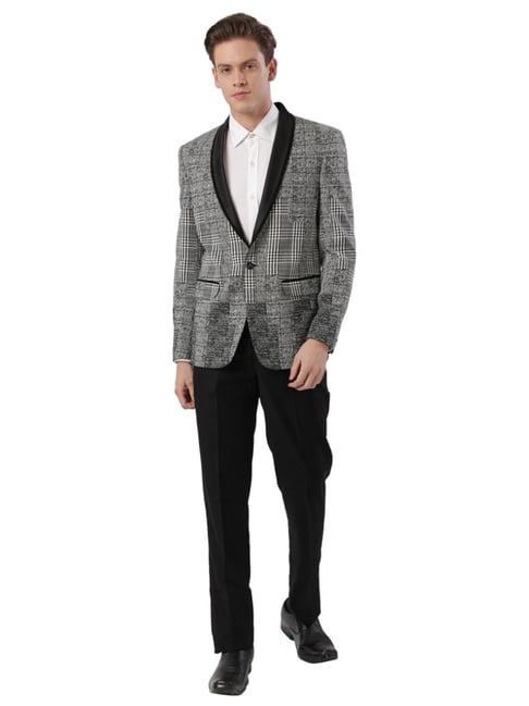 ethnix by raymond grey & black tailored fit printed two piece suit