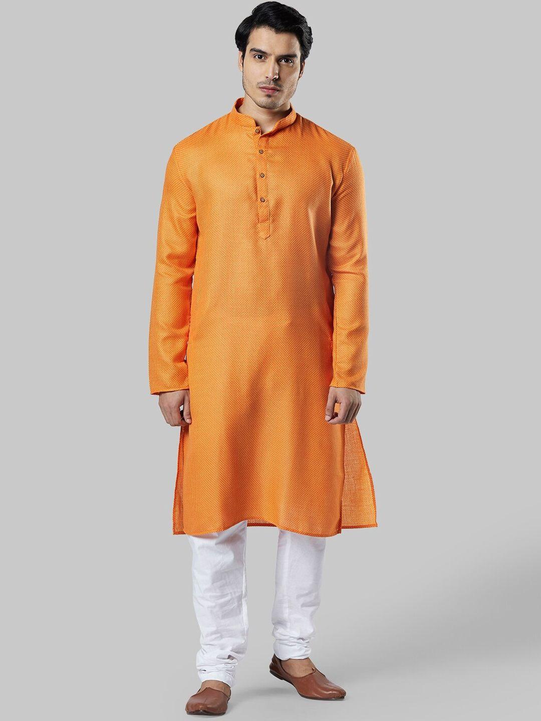 ethnix by raymond mandarin collar woven design straight kurta