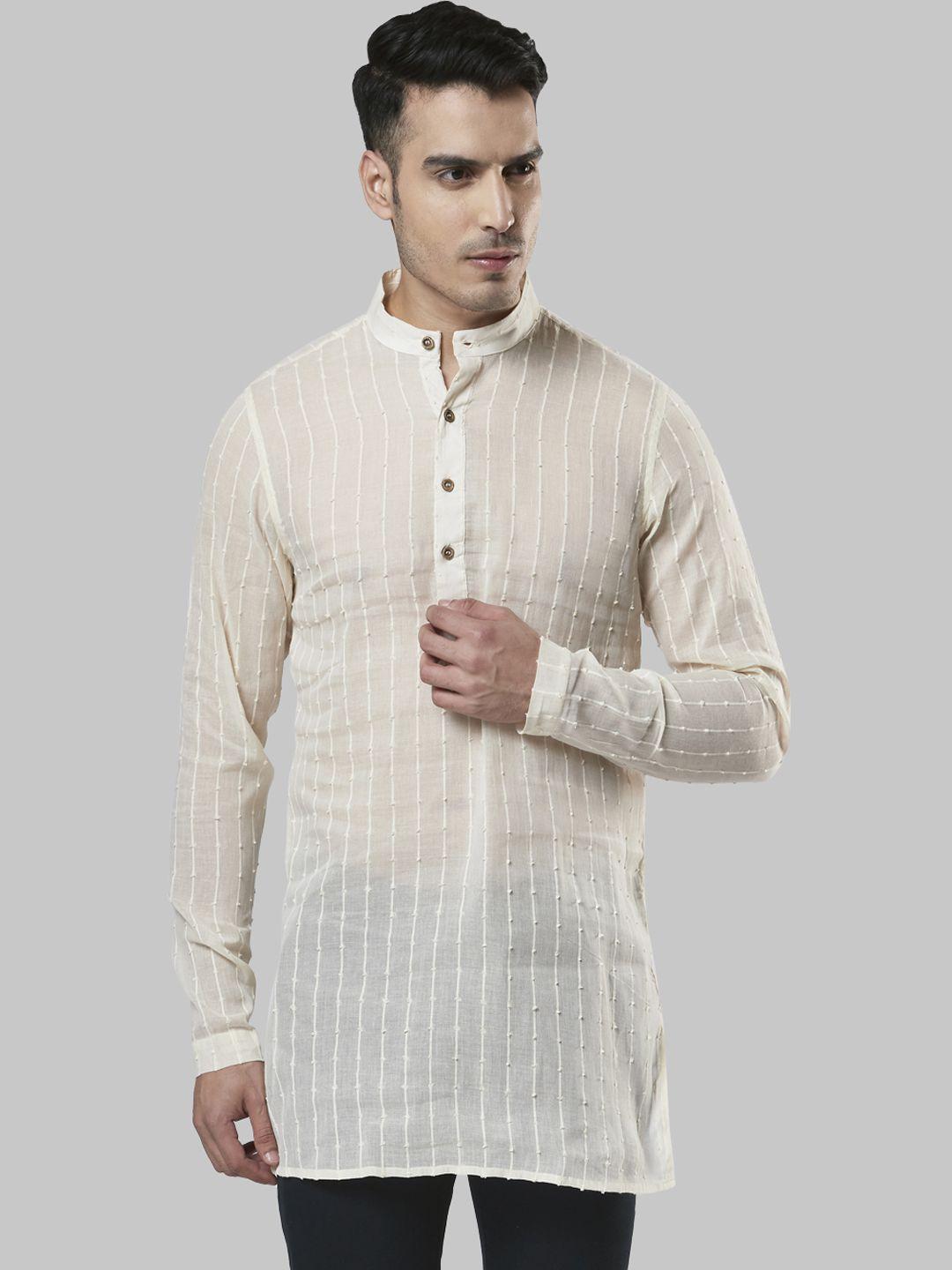 ethnix by raymond men beige pure cotton kurta