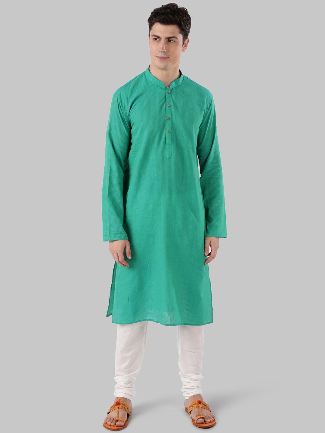 ethnix by raymond men green striped straight kurta