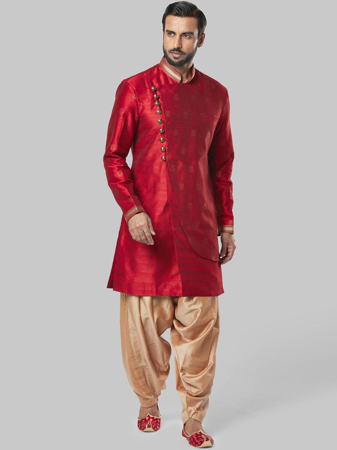 ethnix by raymond men maroon thread work kurta