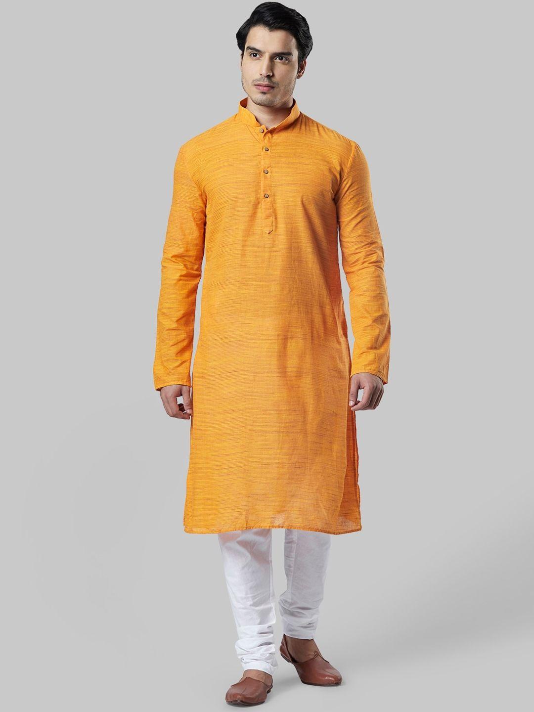 ethnix by raymond woven design mandarin collar  straight kurta