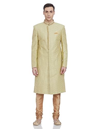 ethnix men's 2pcs 3pcs sherwani churidar & dupatta jacket (rtsb00303-n2_light green_104)