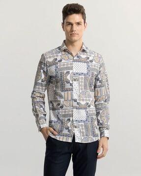 ethno elegance paisley print slim fit shirt