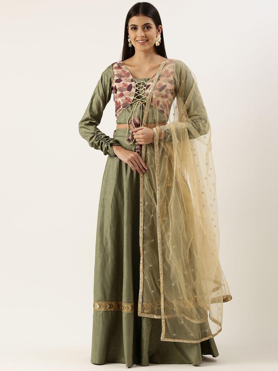 ethnovog embellished sequinned ready to wear lehenga  blouse with dupatta