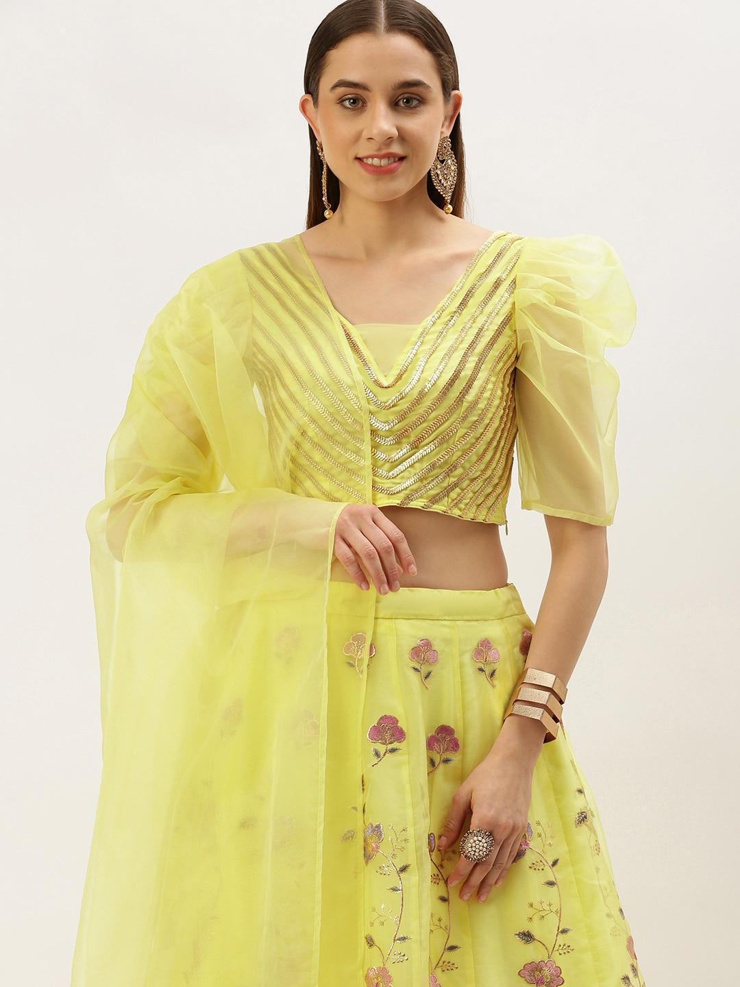 ethnovog embellished thread work ready to wear lehenga & blouse with dupatta