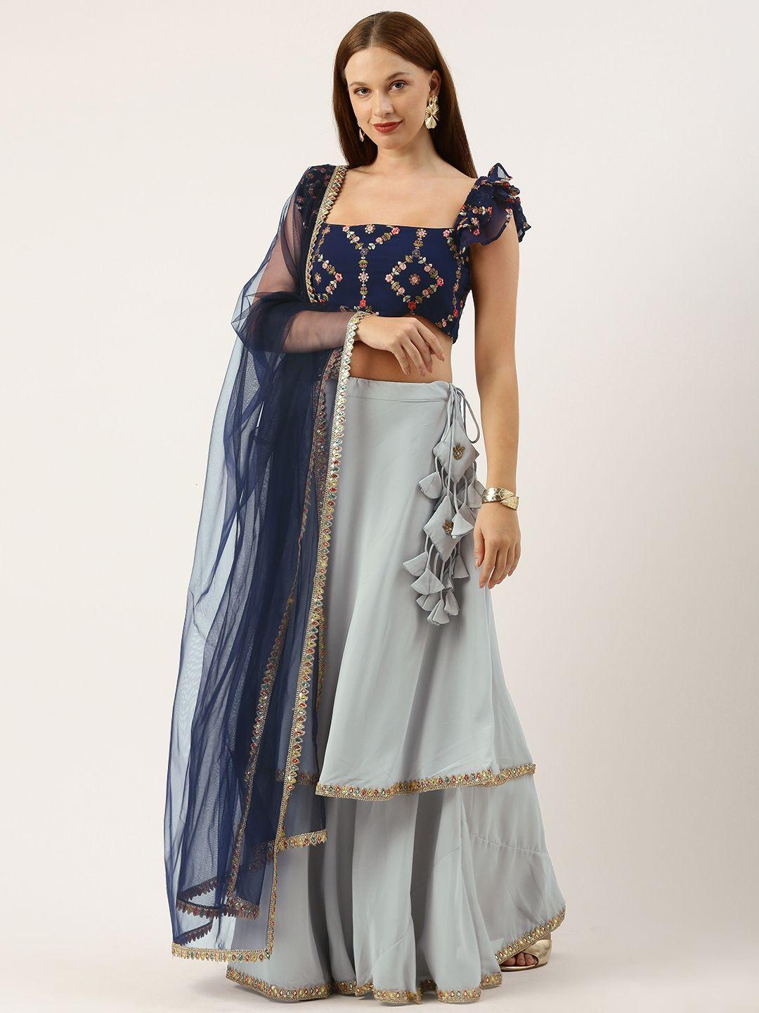 ethnovog embroidered sequinned ready to wear lehenga & blouse with dupatta