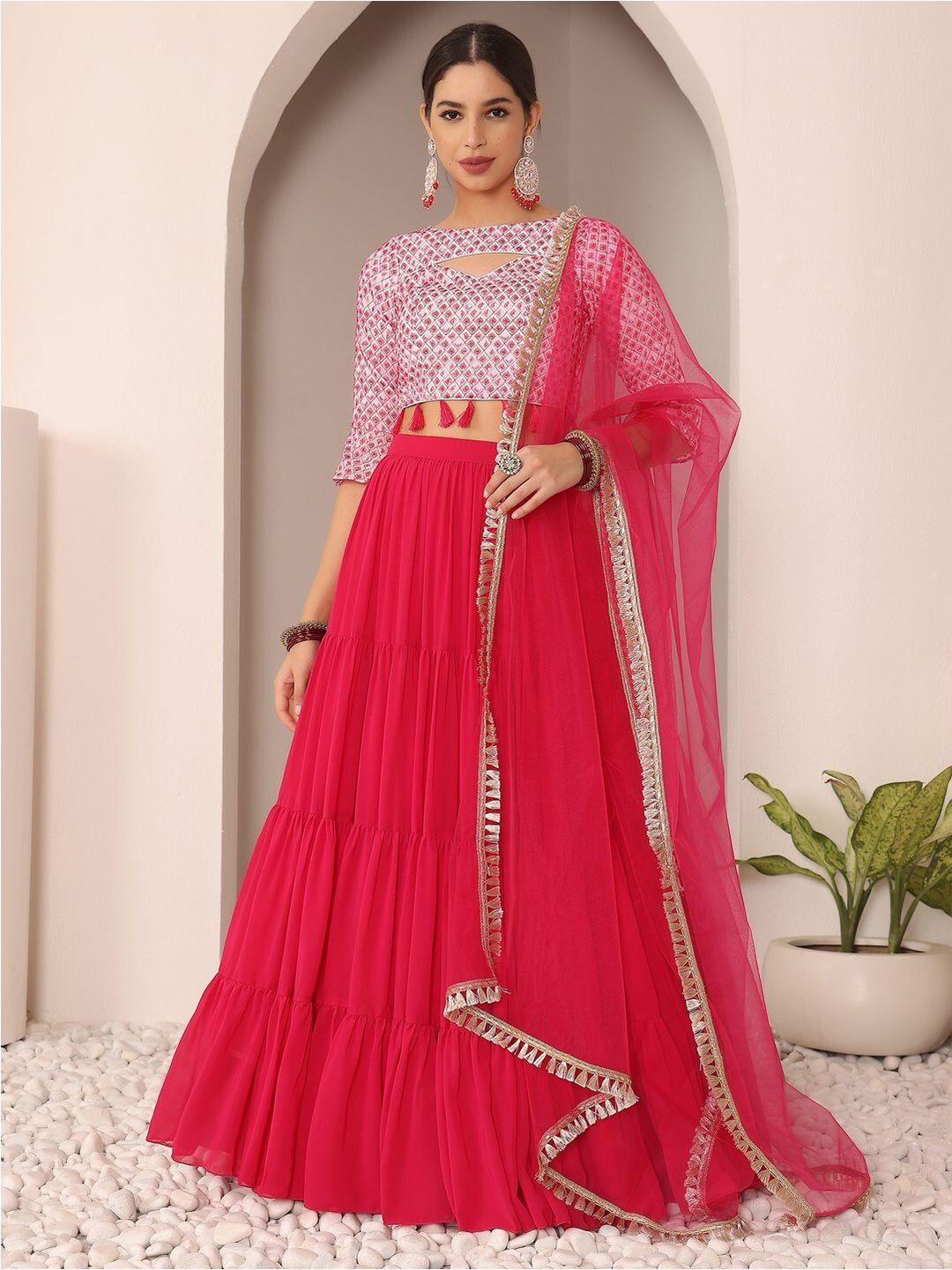 ethnovog ethnic motifs embroidered sequinned ready to wear lehenga & blouse with dupatta