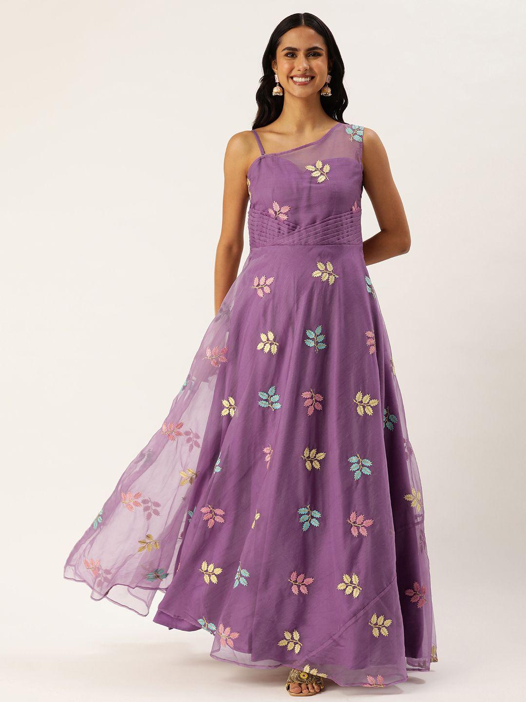 ethnovog floral embroidered sequined gown ethnic dress