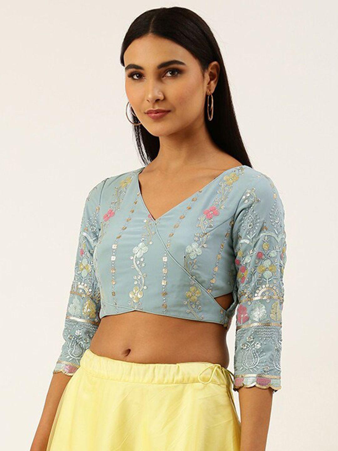 ethnovog sequin embroidered silk saree blouse