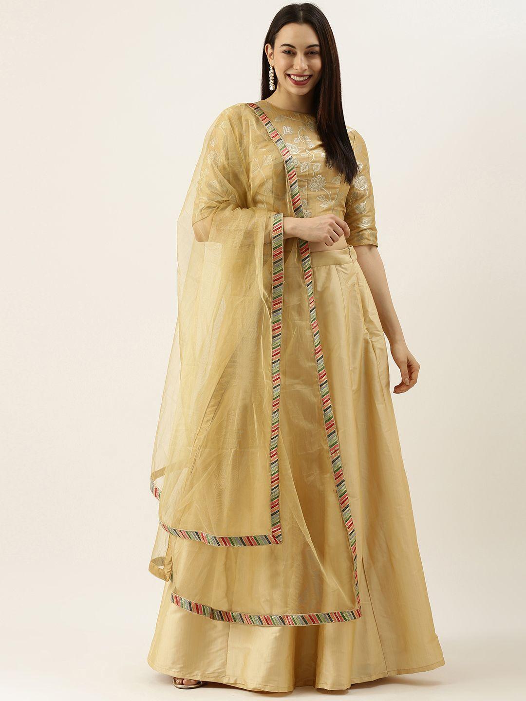 ethnovog beige made to measure lehenga  blouse with dupatta