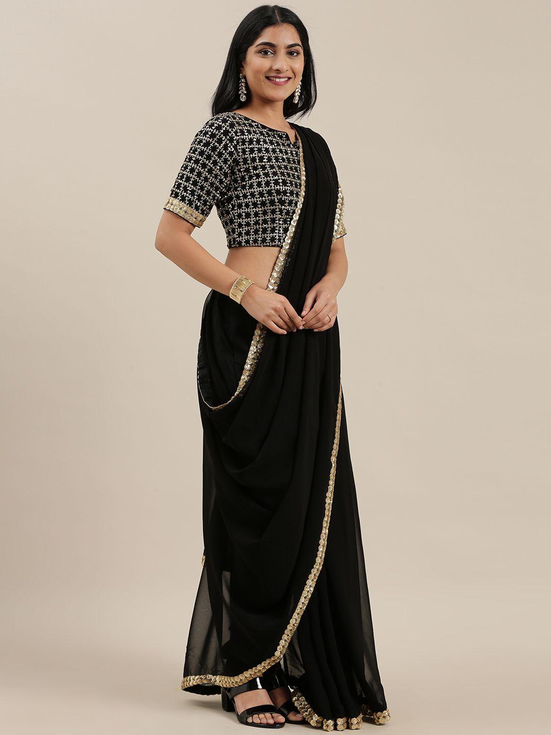 ethnovog black solid  pant saree