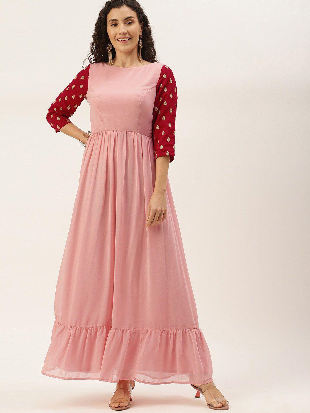 ethnovog boat neck georgette maxi dress