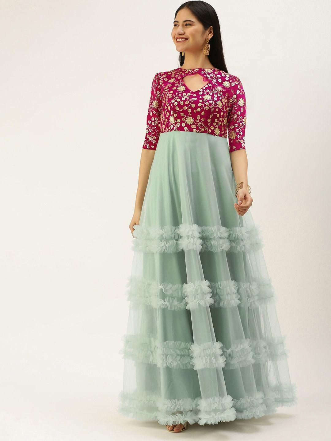 ethnovog colourblocked maxi dress