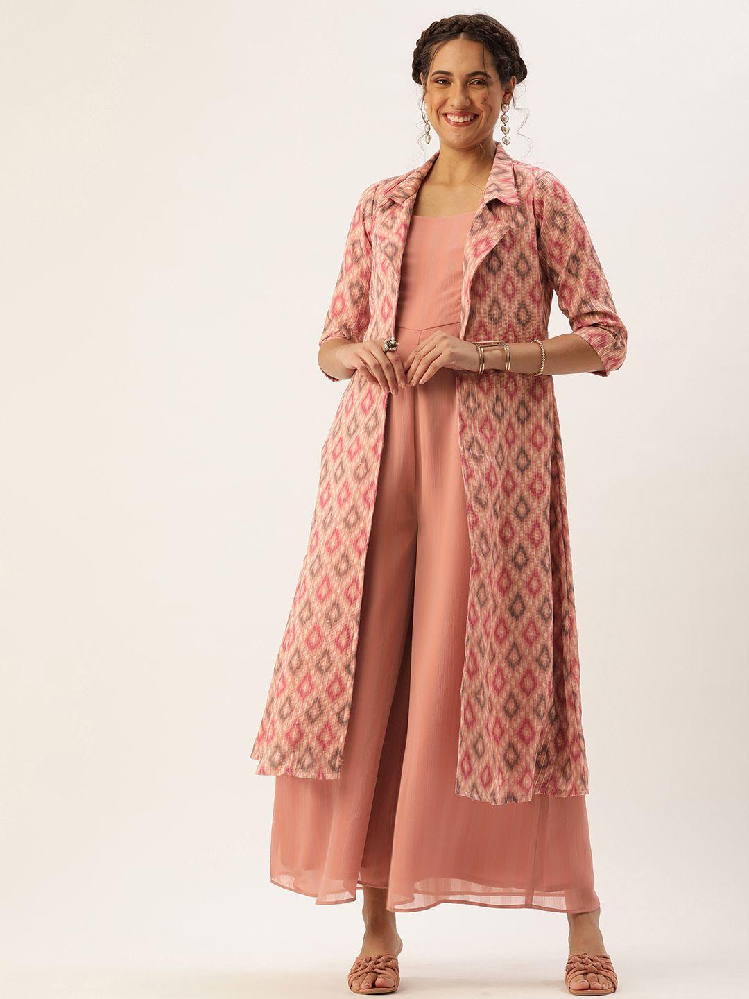 ethnovog culotte jumpsuit with printed coat
