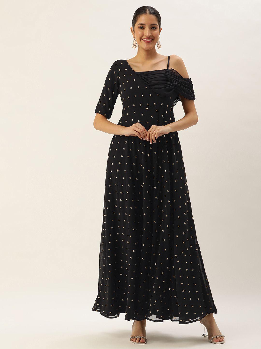 ethnovog embellished embroidered georgette maxi gown dress