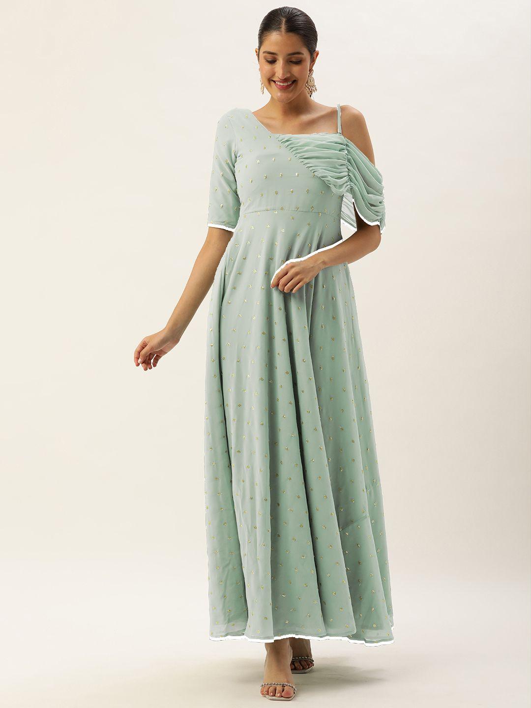 ethnovog embellished embroidered georgette maxi gown dress