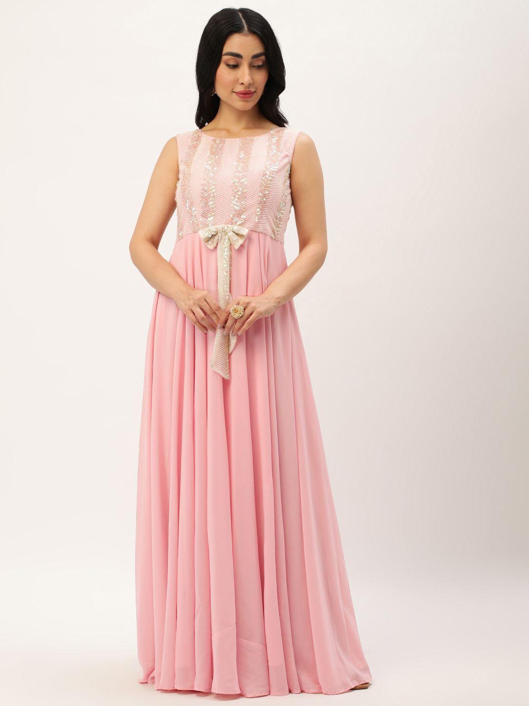 ethnovog embellished georgette maxi dress