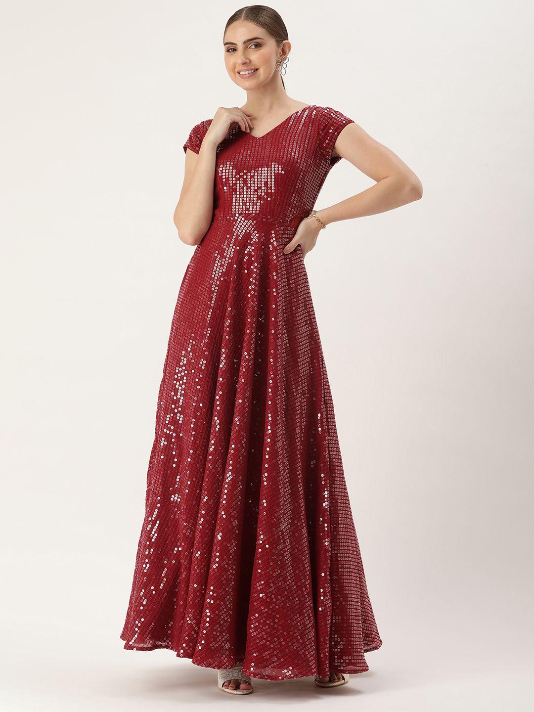 ethnovog embellished georgette maxi dress