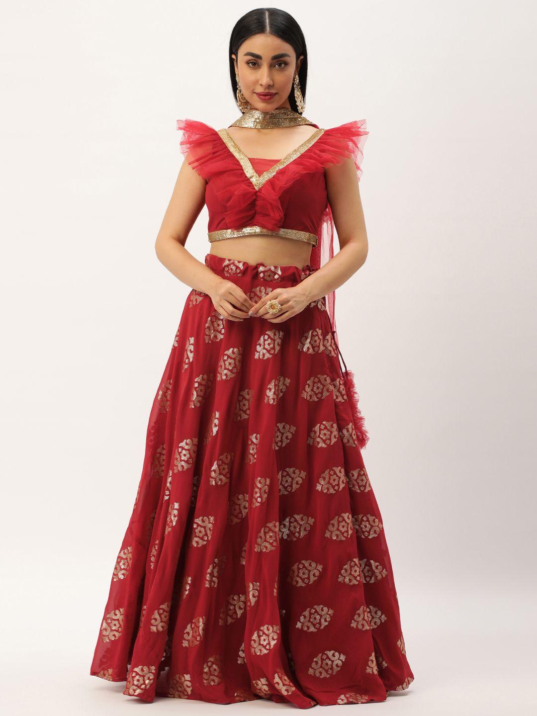 ethnovog embellished sequinned ready to wear lehenga & blouse with dupatta