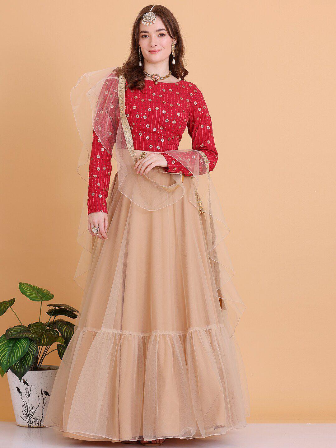 ethnovog embellished sequinned ready to wear lehenga & blouse with dupatta