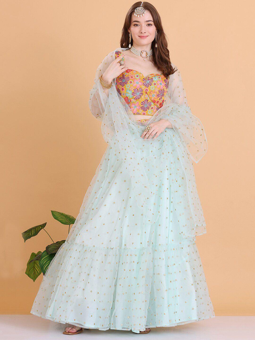 ethnovog embellished sequinned ready to wear lehenga & blouse with dupatta