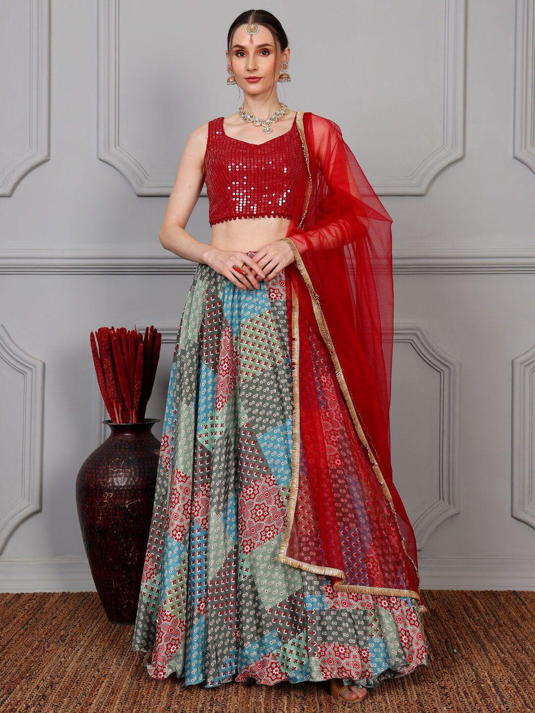 ethnovog embellished sequinned ready to wear lehenga & blouse with dupatta