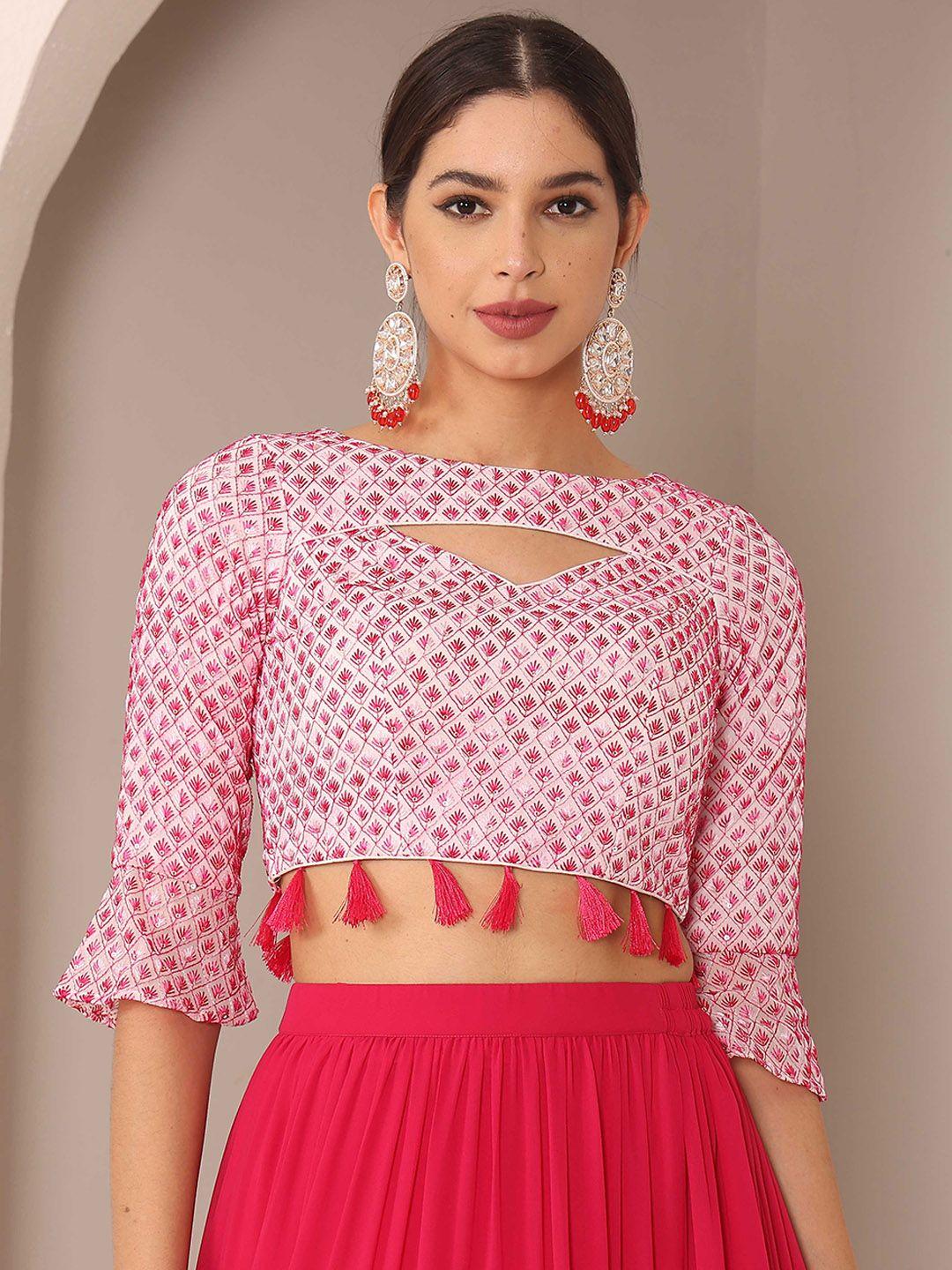 ethnovog embroidered boat neck saree blouse