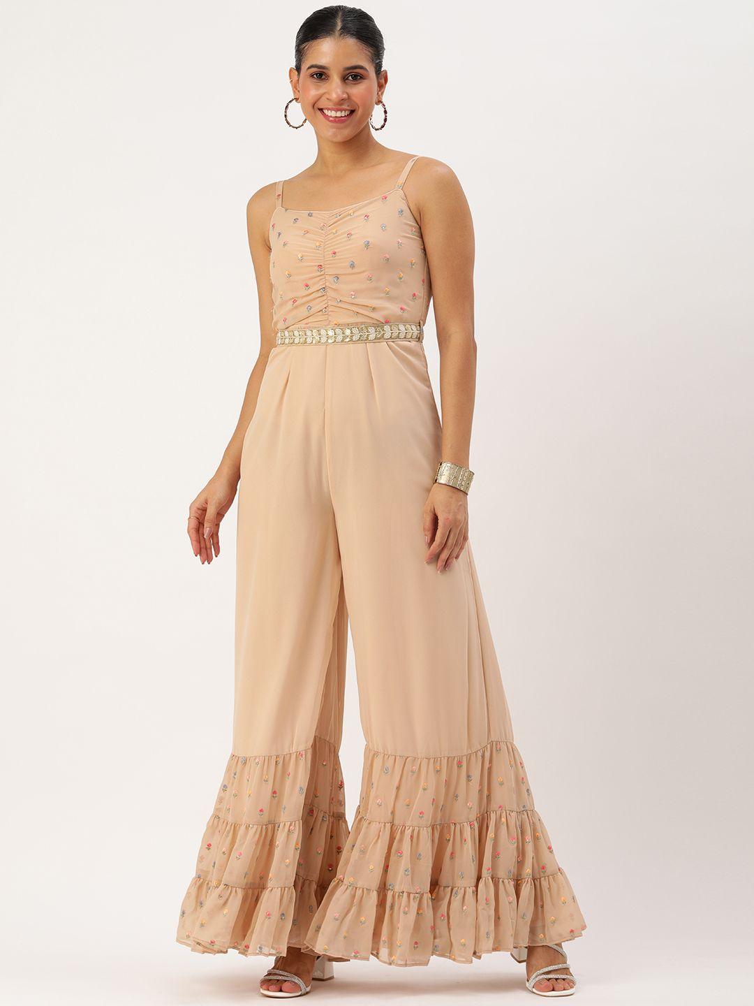 ethnovog embroidered culotte jumpsuit with belt