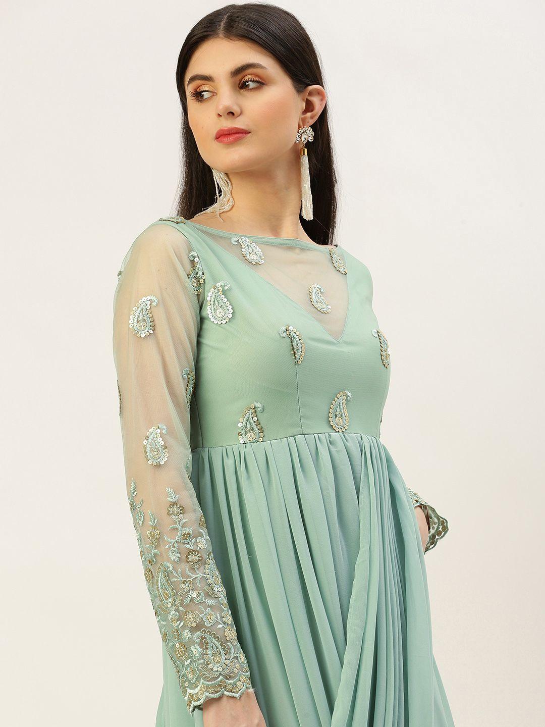 ethnovog embroidered georgette gown