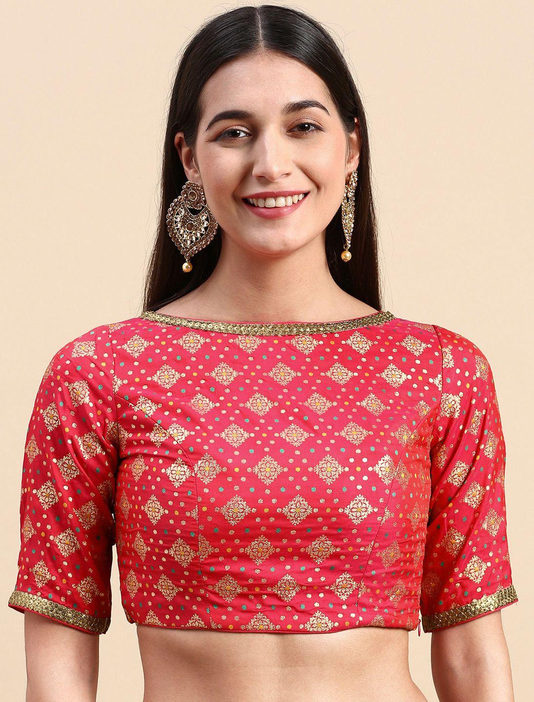 ethnovog embroidered jacquard saree blouse
