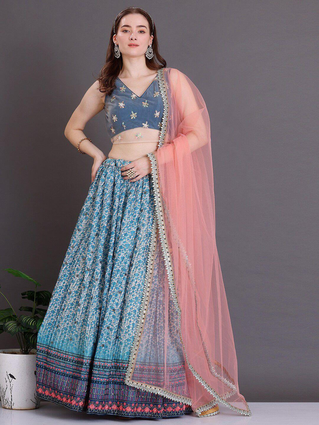 ethnovog embroidered ready to wear lehenga & blouse with dupatta