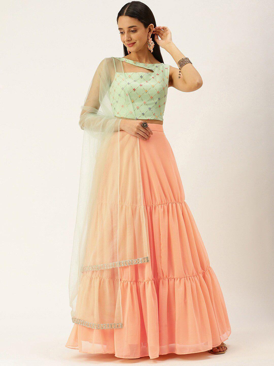 ethnovog embroidered semi-stitched lehenga & unstitched blouse with dupatta