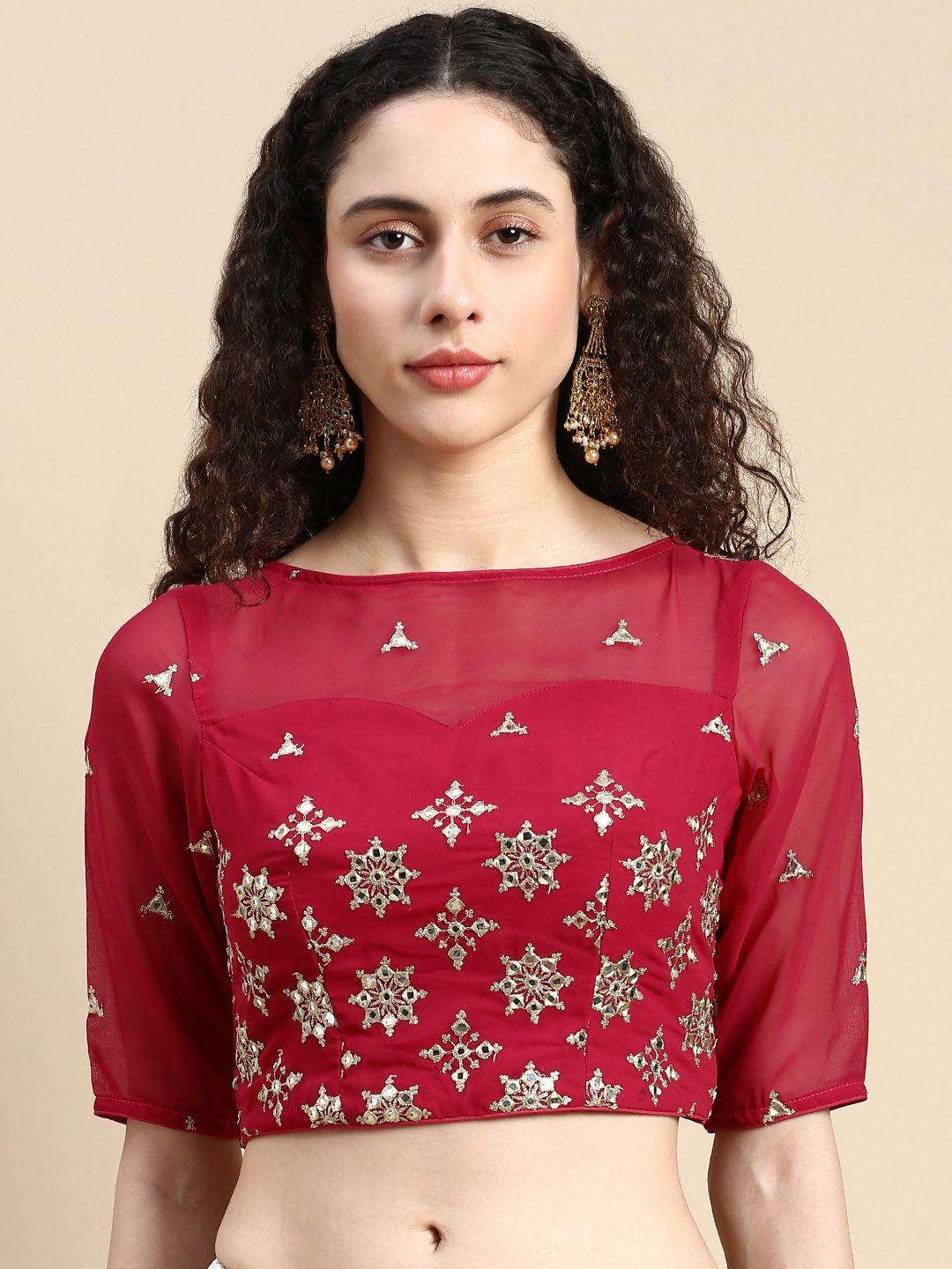 ethnovog embroidered sequinned georgette saree blouse