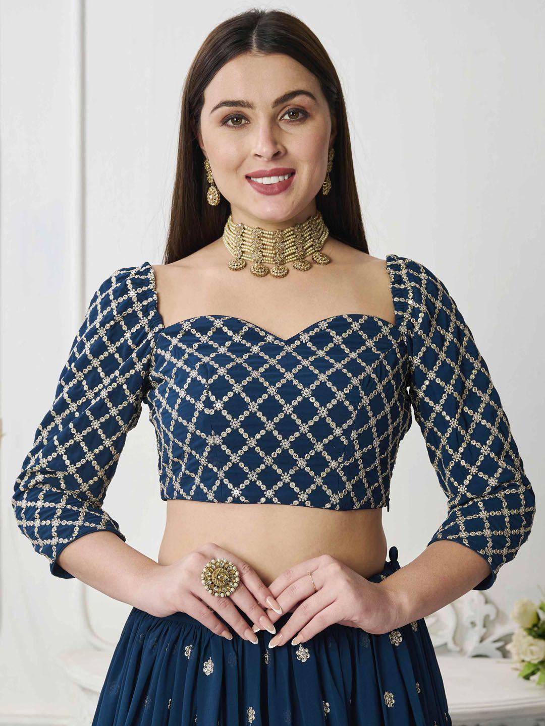 ethnovog embroidered sweetheart neck ready to wear saree blouse