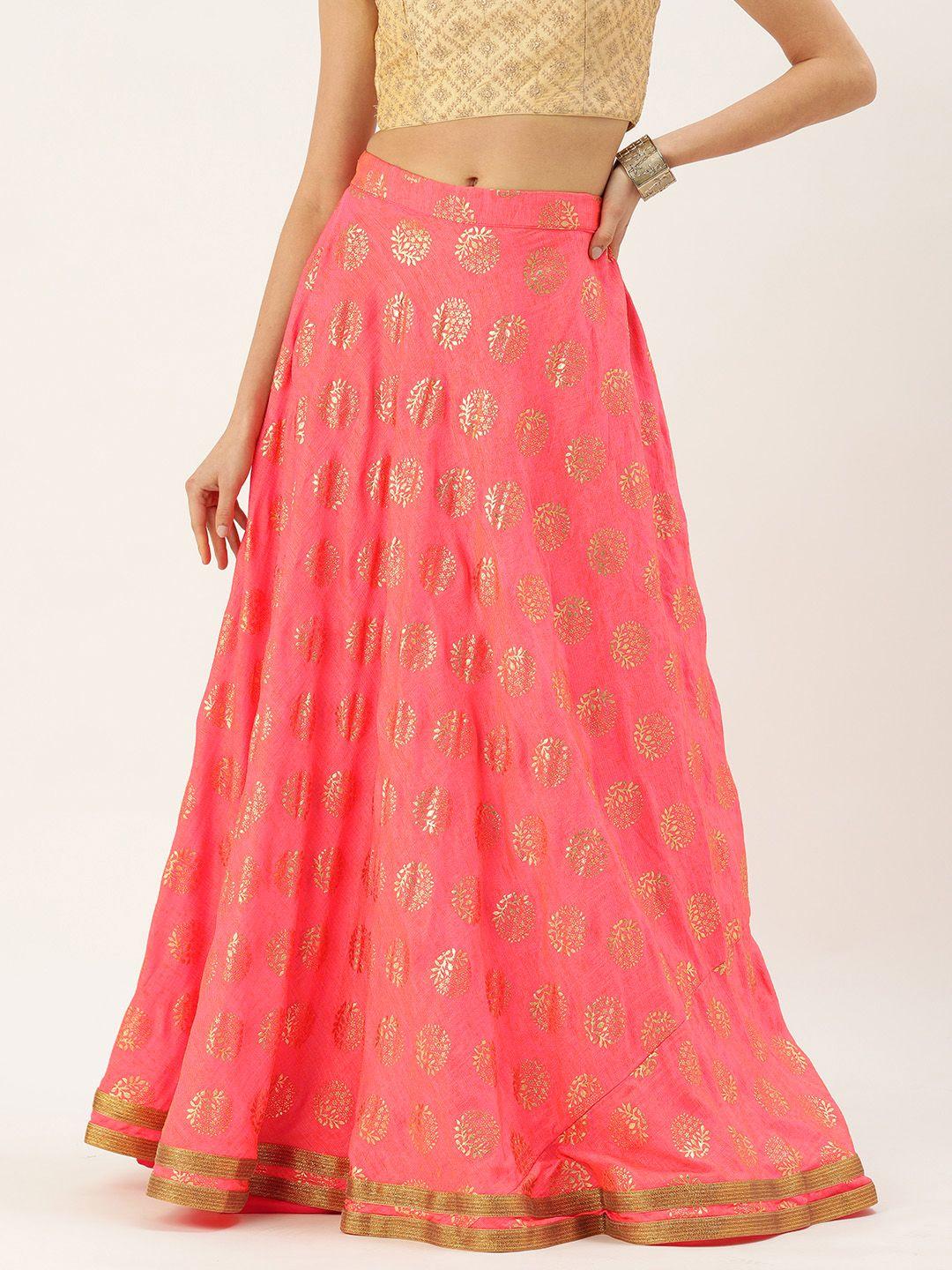 ethnovog ethnic motifs printed maxi flared ethnic skirt