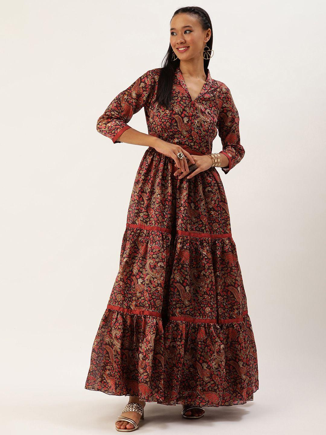 ethnovog ethnic motifs printed maxi gown dress