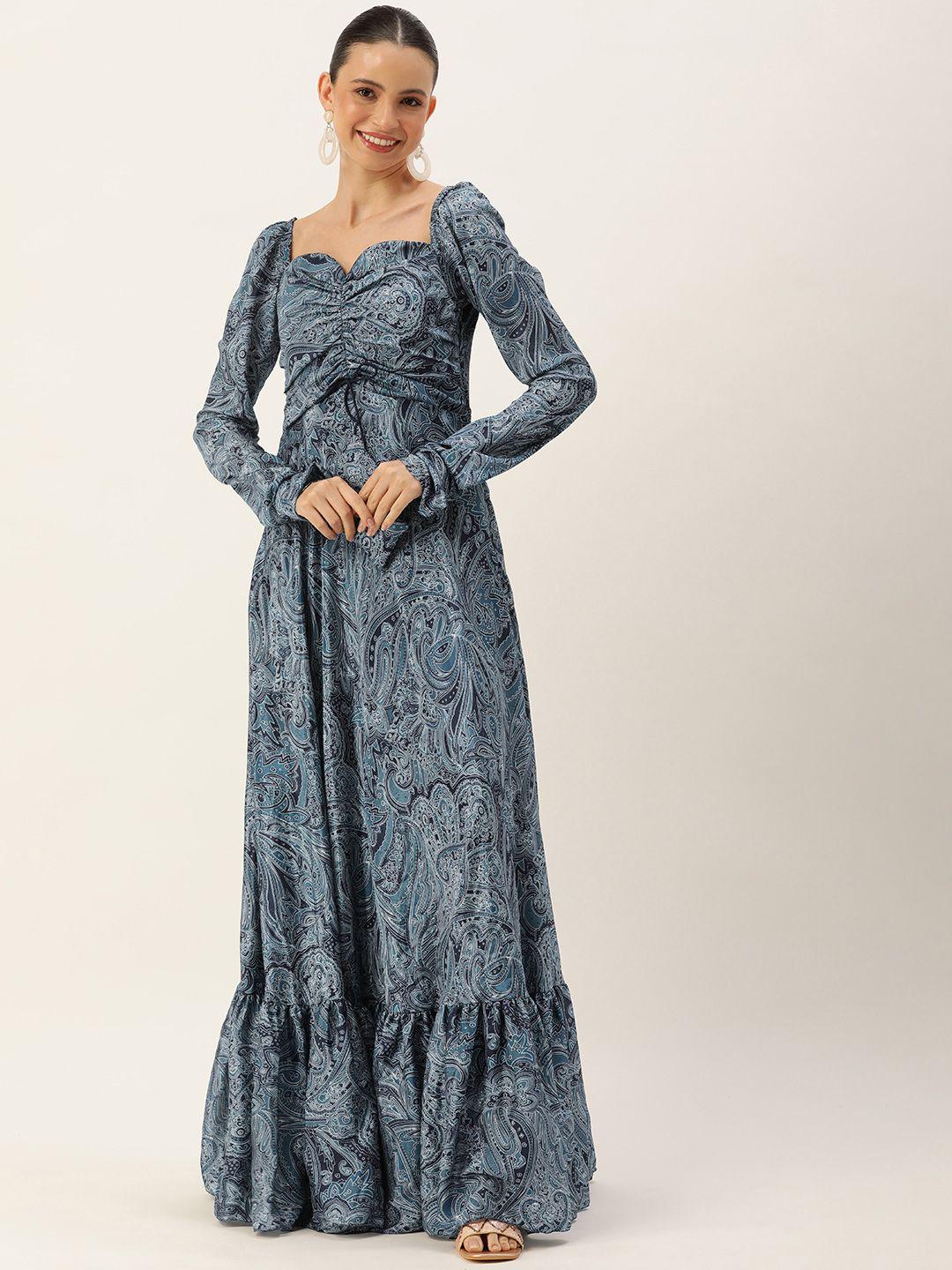 ethnovog ethnic motifs printed ruched effect empire maxi dress