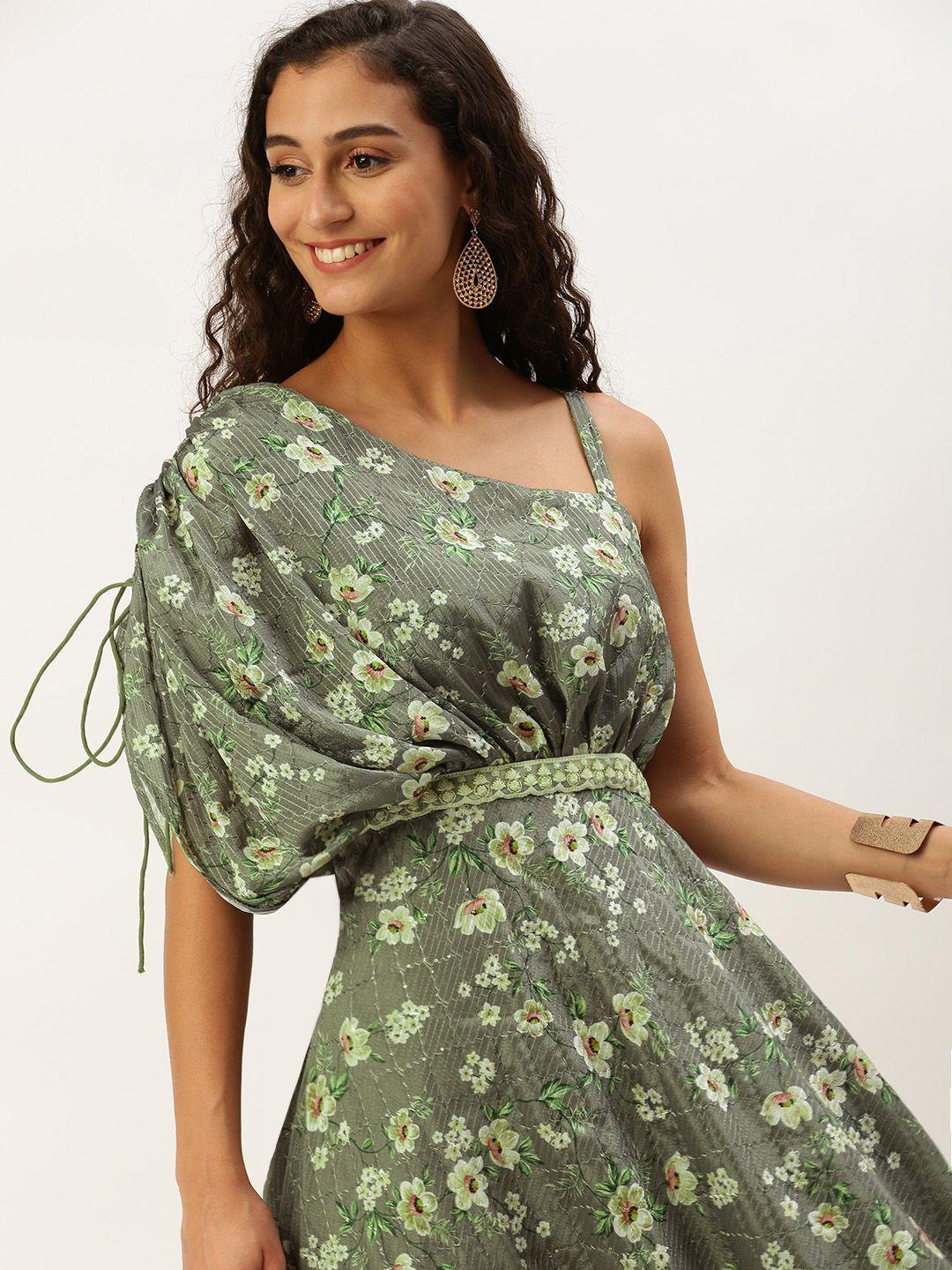 ethnovog floral one shoulder gown