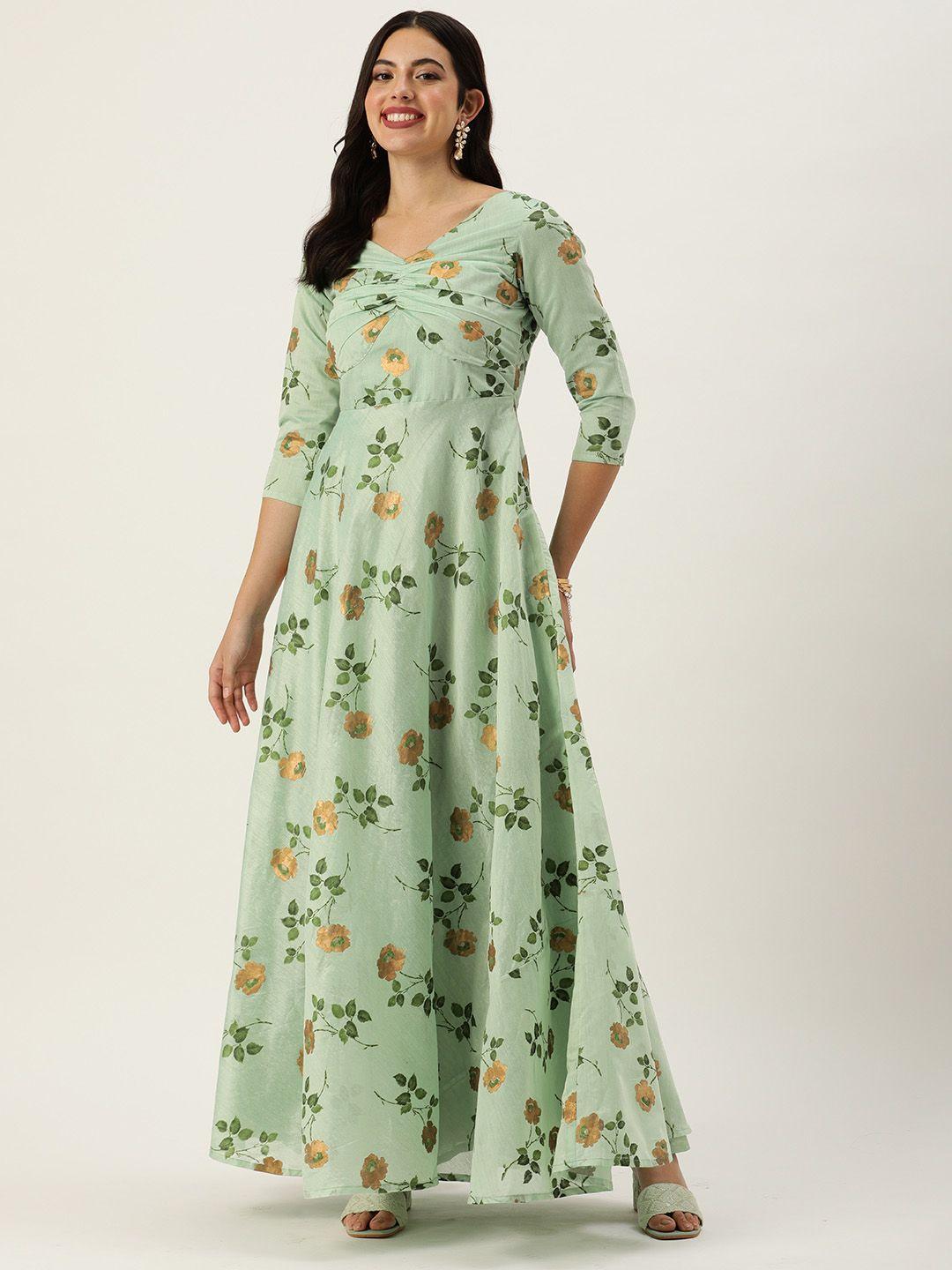 ethnovog floral print maxi ethnic gown