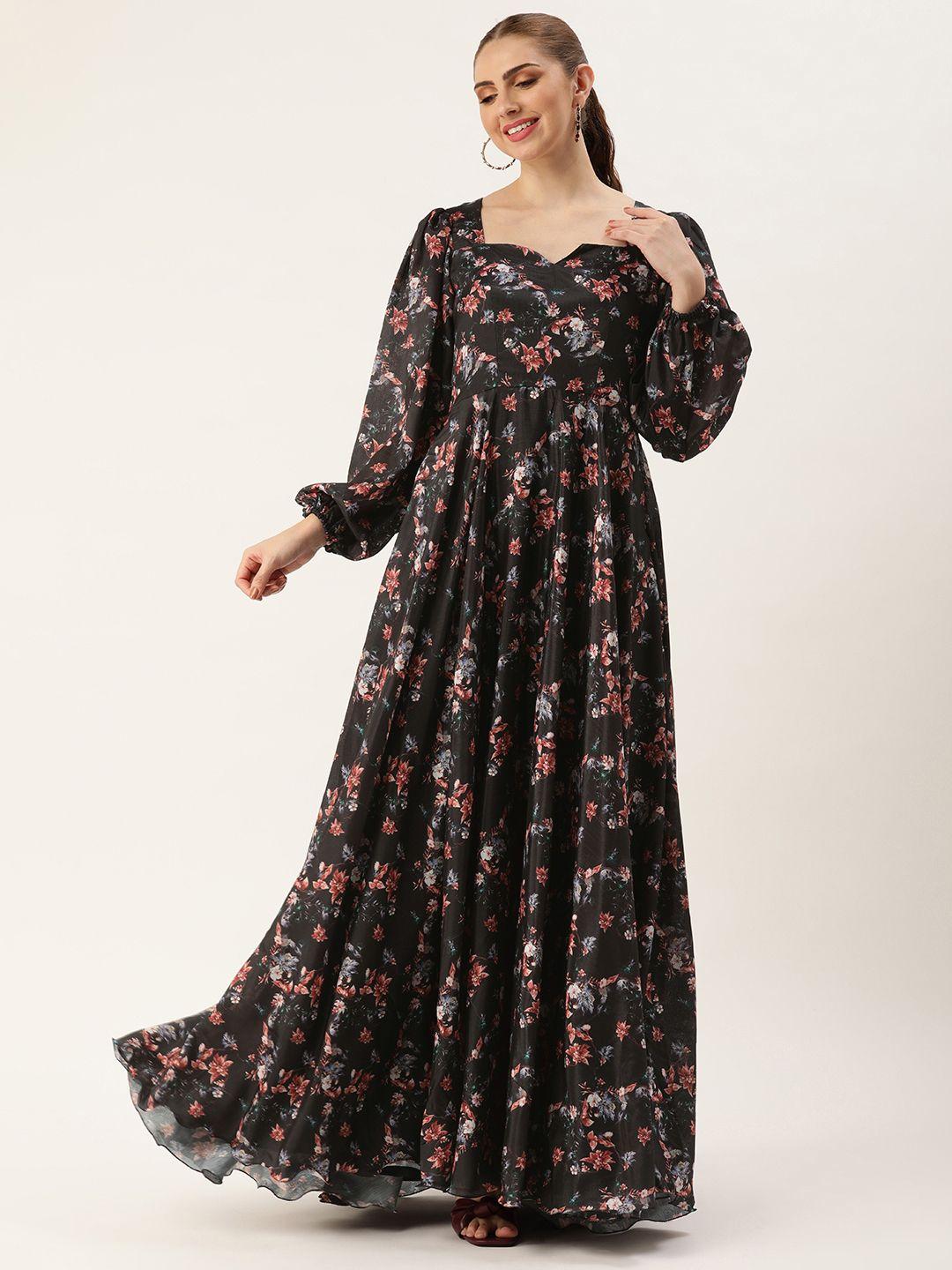 ethnovog floral printed gathered gown ethnic dress