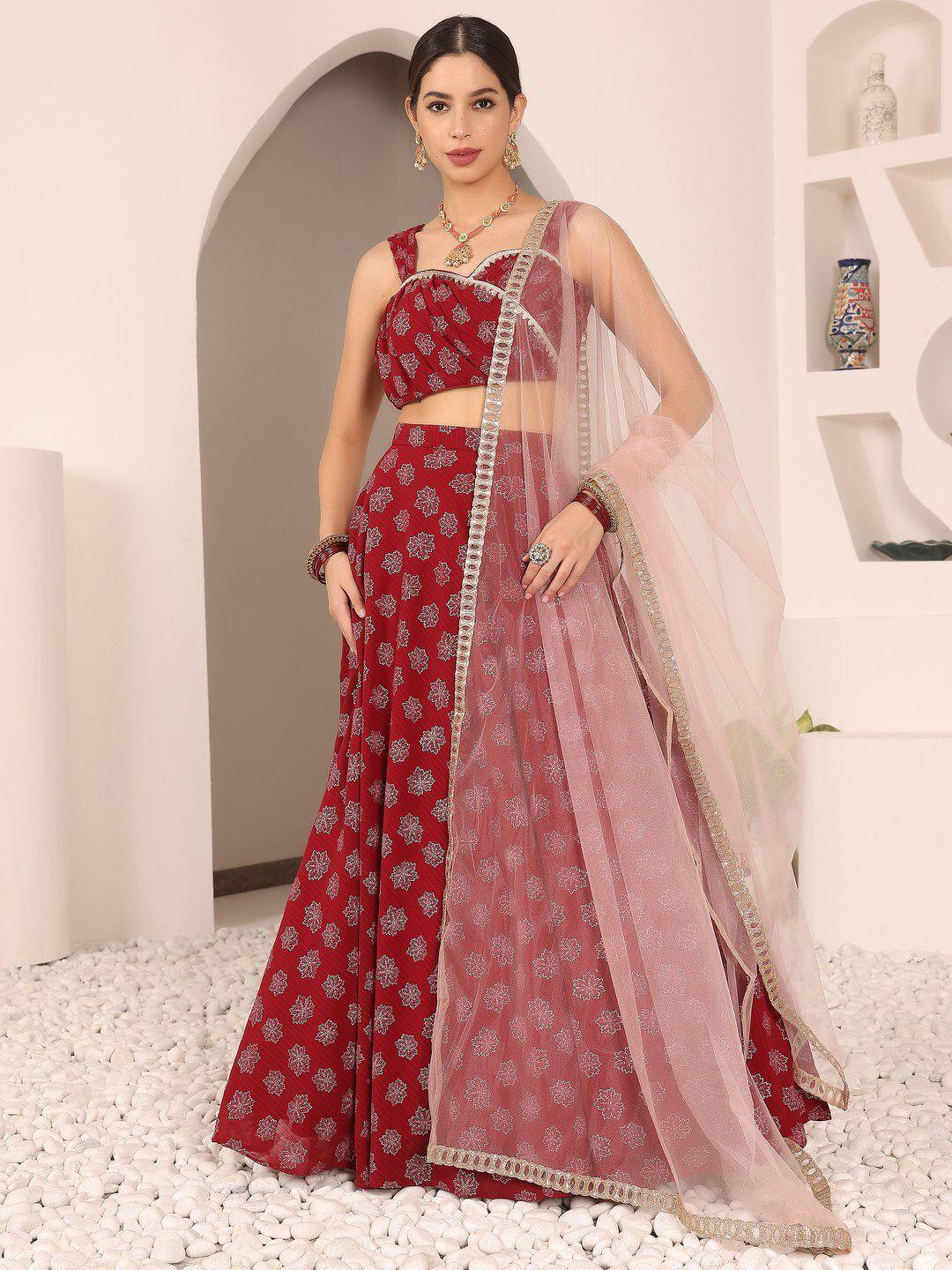 ethnovog floral printed ready to wear lehenga & blouse with dupatta