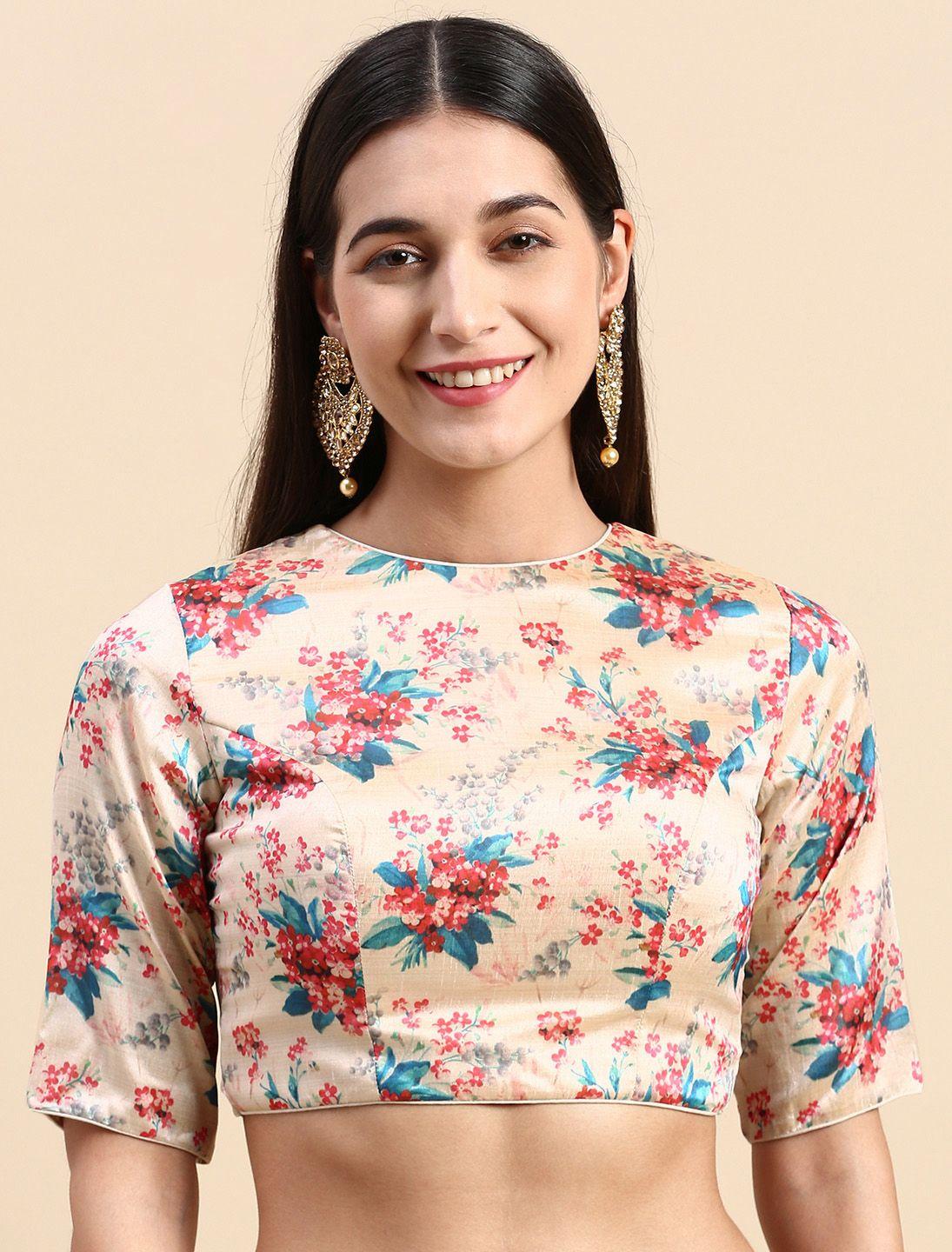 ethnovog floral printed saree blouse