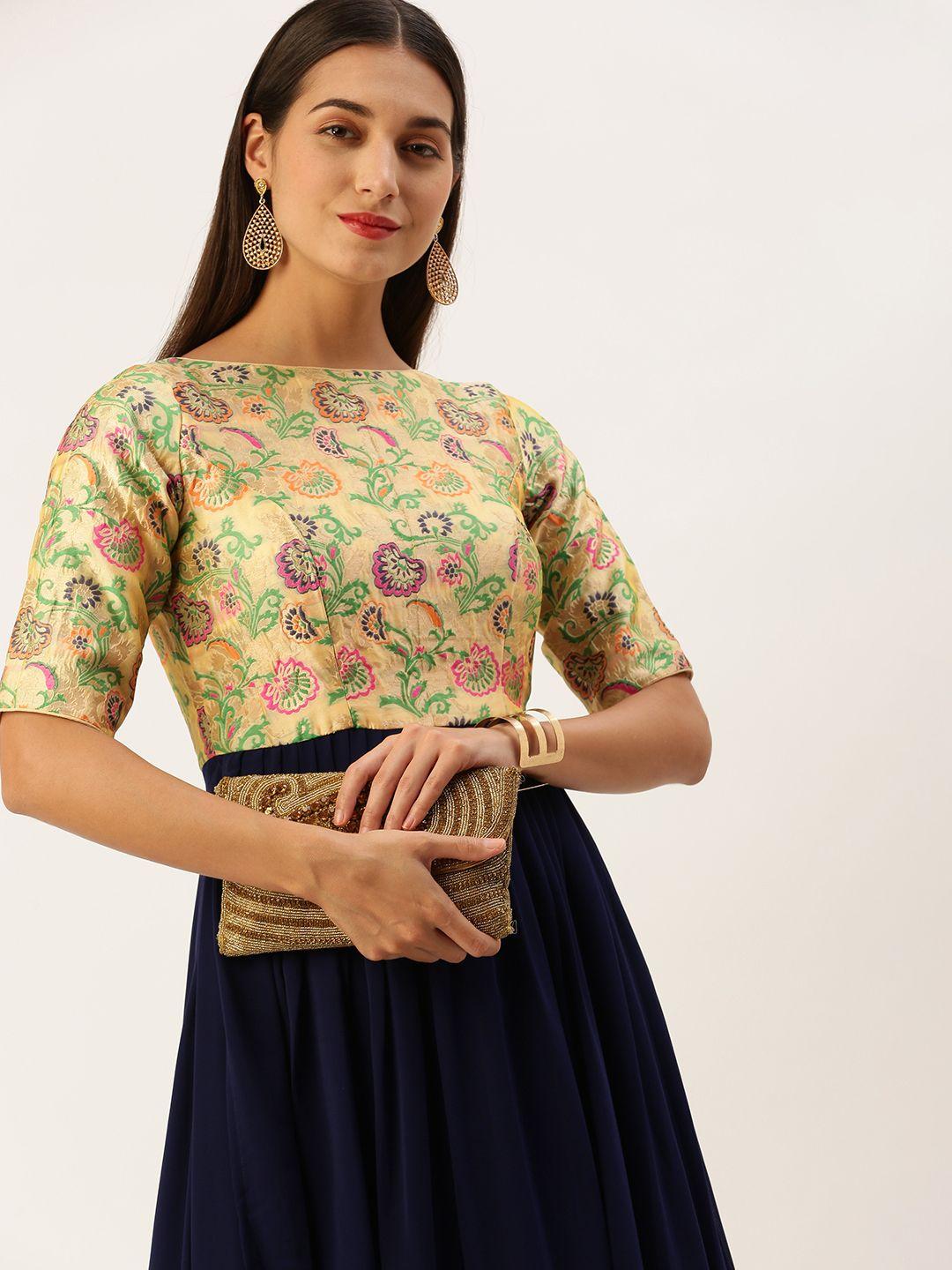 ethnovog georgette floral printed maxi gown dress