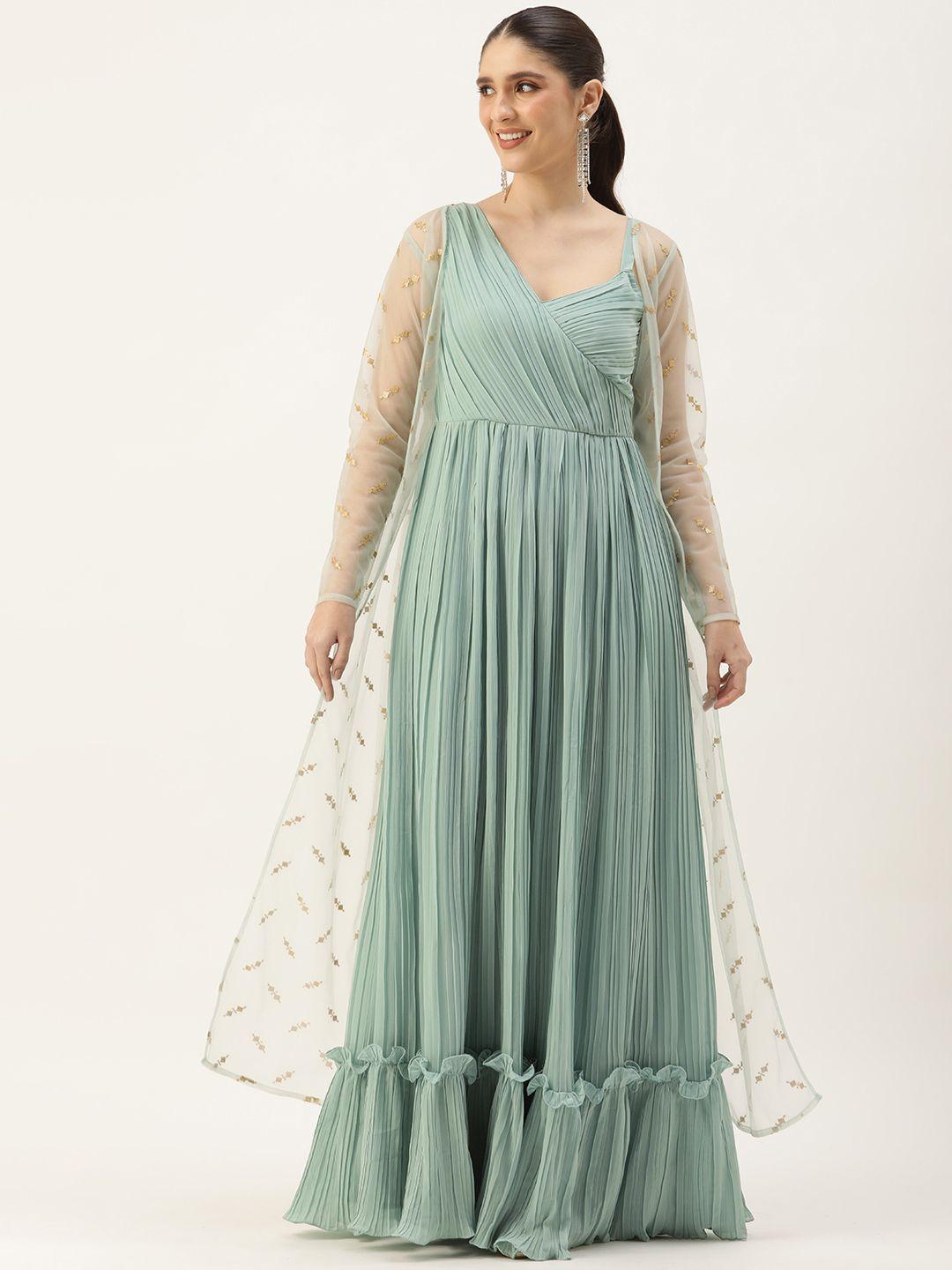 ethnovog georgette maxi dress with shrug