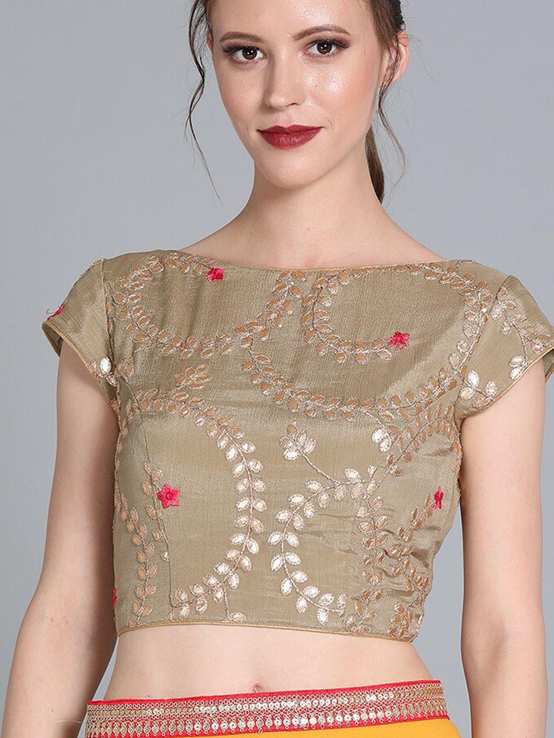 ethnovog green embroidered saree blouse