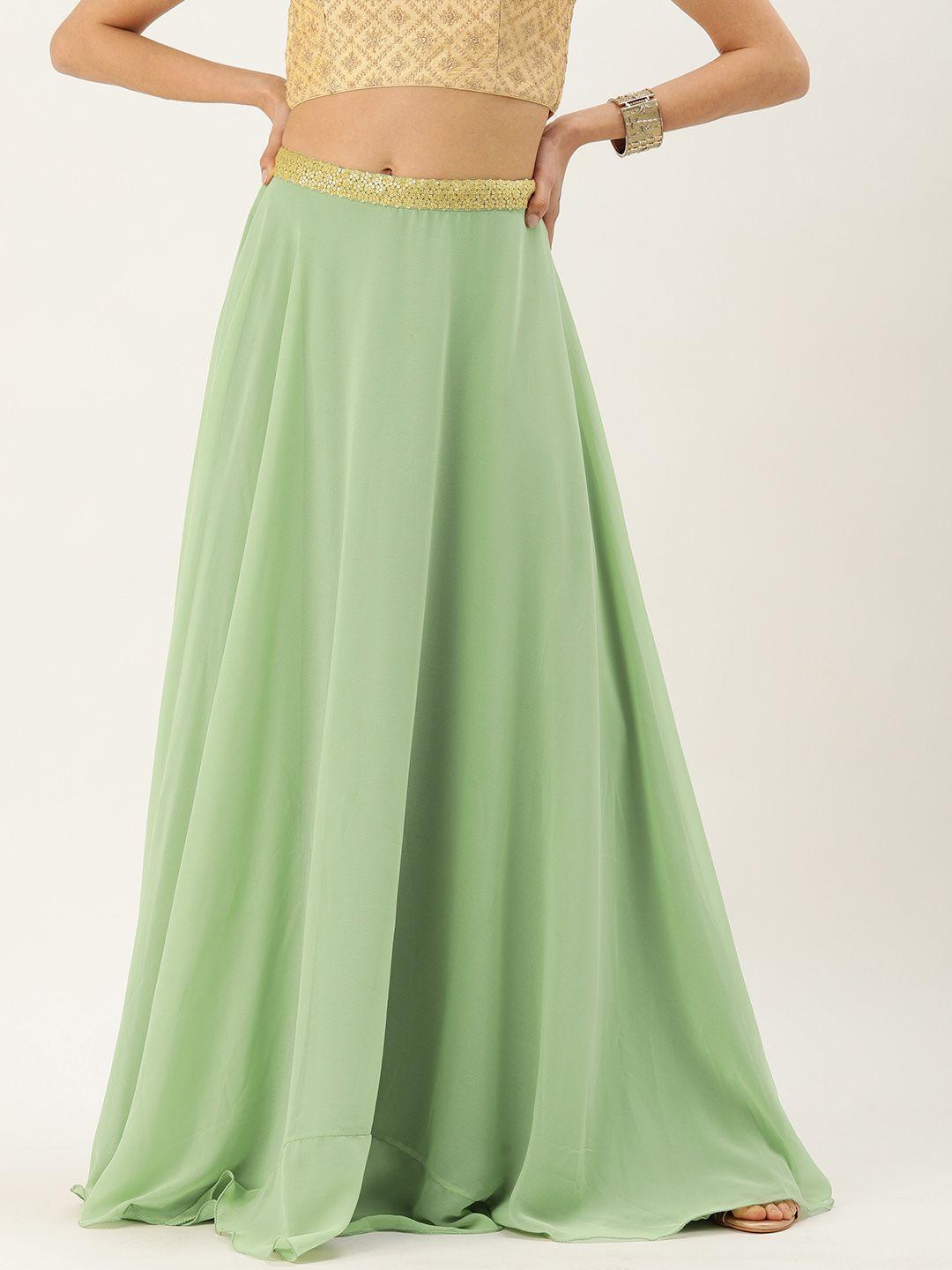 ethnovog layered georgette maxi flared ethnic skirt